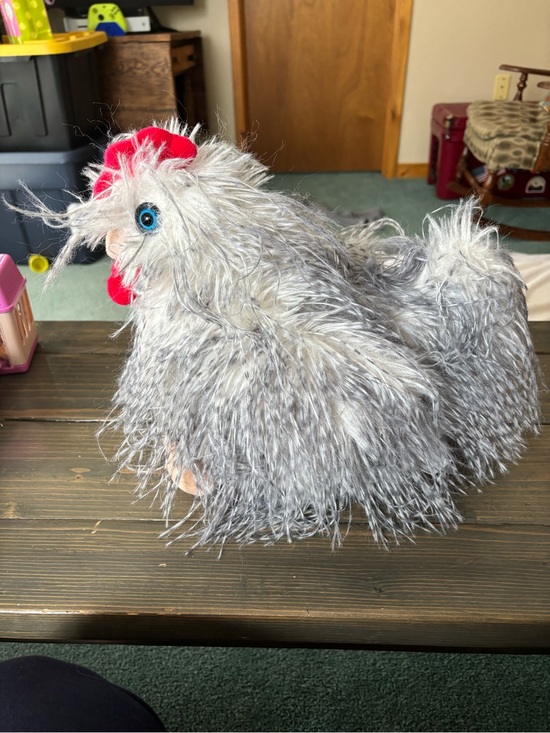 Other - Plush Gray Chicken Toy with Red Comb - Brand: